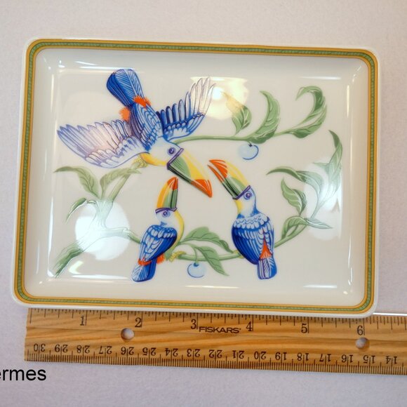 Hermes "Toucans" Birds Sushi Plate Trinket Dish Collectible Limoges Porcelain - Picture 5 of 9